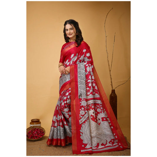 Pink Handloom Cotton Kalamkari Saree