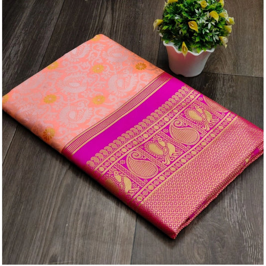 Pink Lichi Silk Saree
