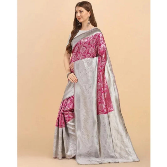 Pink Lichi Silk Saree
