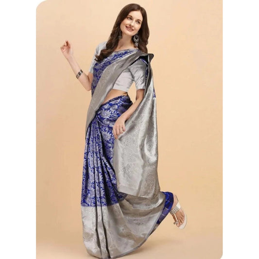 Blue Lichi Silk Saree