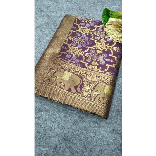 Purple Lichi Silk Saree