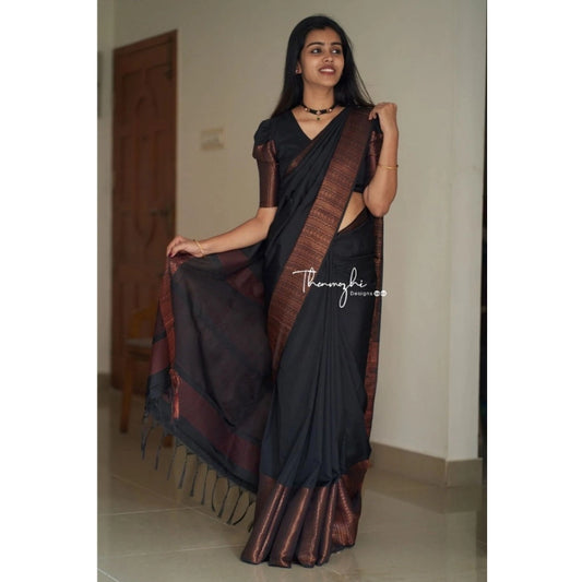 Black Lichi Silk Saree