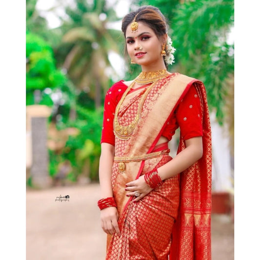 Red Lichi Silk Saree