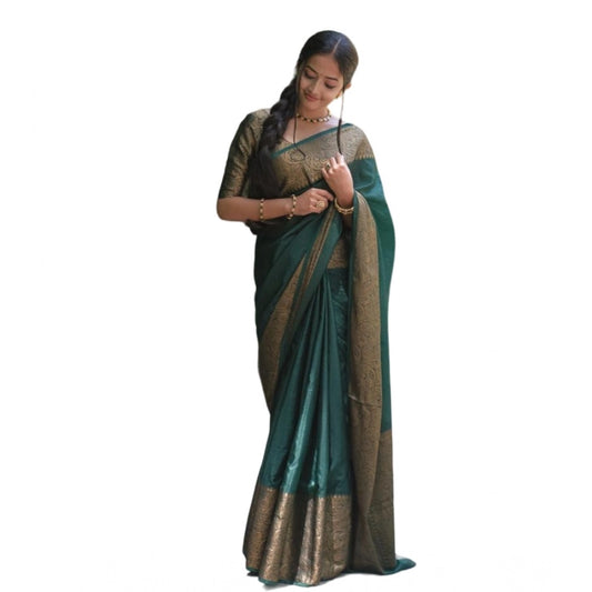 Green Lichi Silk Solid Saree