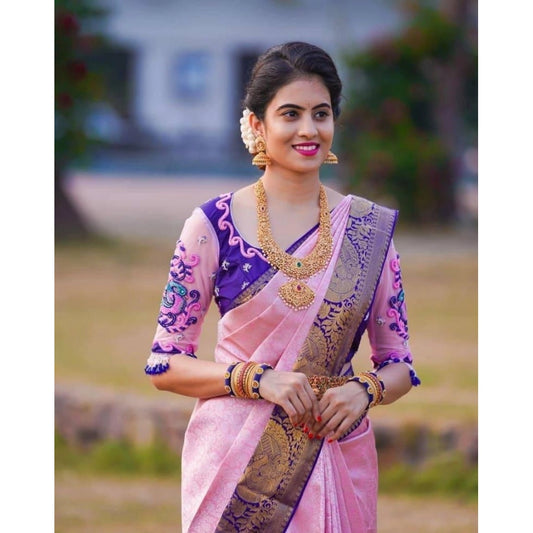 Purple Lichi Silk Printed Saree