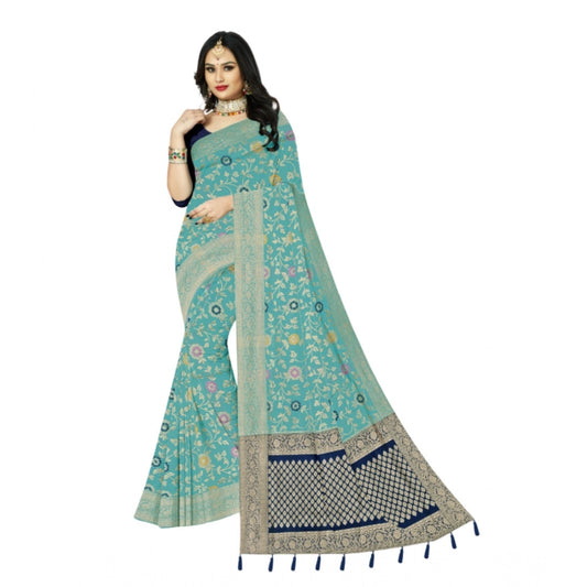 Firozi Banarasi Printed Saree