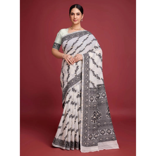 Black Jamdani Cotton Saree
