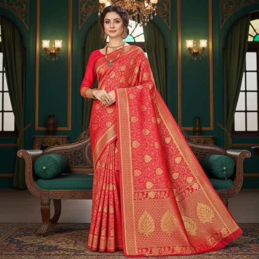 Red Banarasi Silk Woven Saree