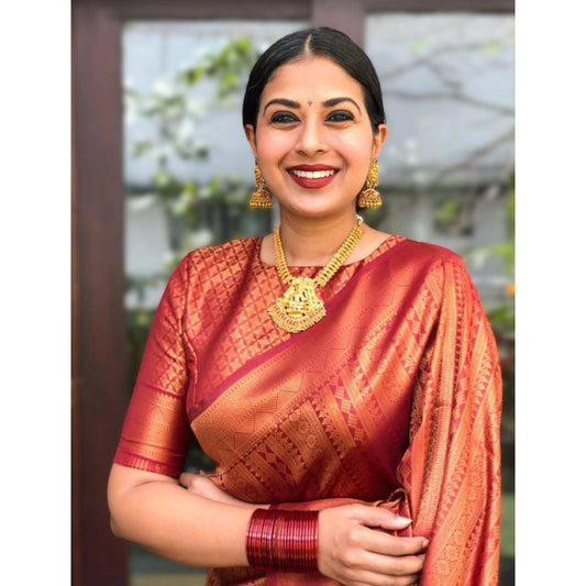 Red Litchi Silk Saree