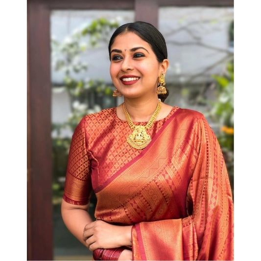 Red Litchi Silk Saree