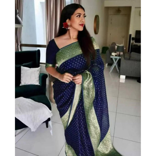 Blue Litchi Silk Saree