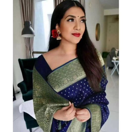 Blue Litchi Silk Saree