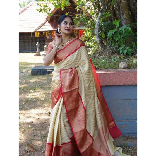 Beige Litchi Silk Saree