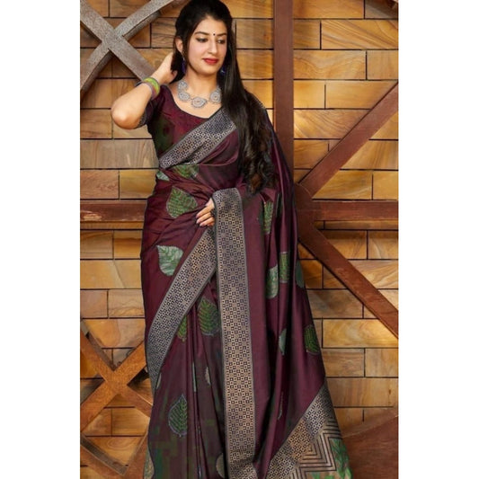 Maroon Litchi Silk Saree