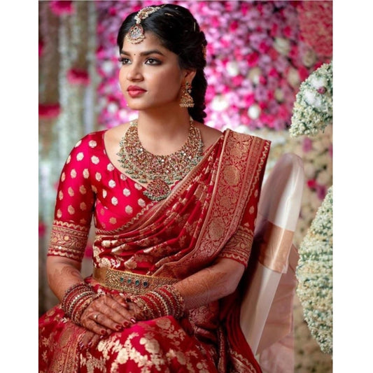 Red Litchi Silk Printed Saree