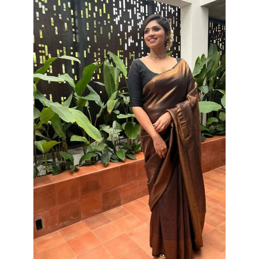 Gold Litchi Silk Saree