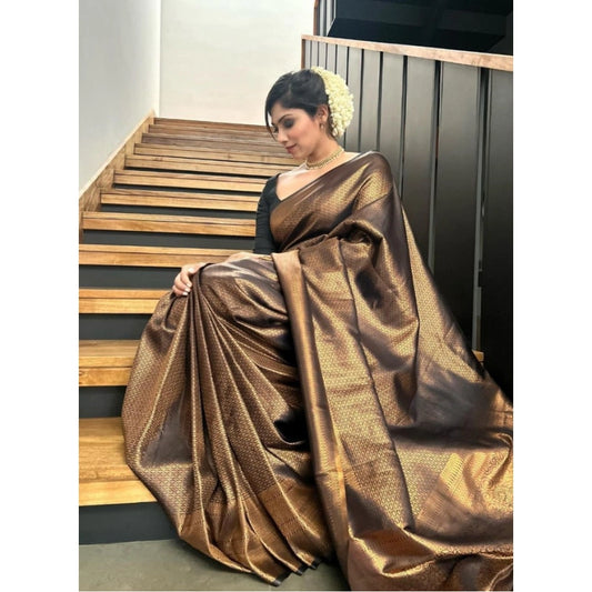 Gold Litchi Silk Saree