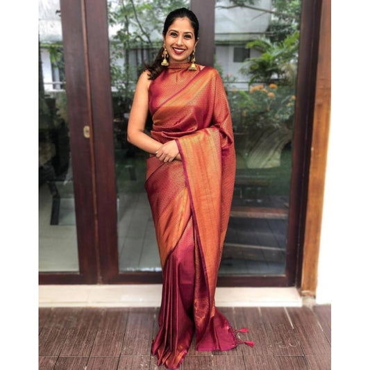 Red Litchi Silk Saree
