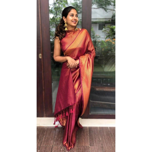 Red Litchi Silk Saree