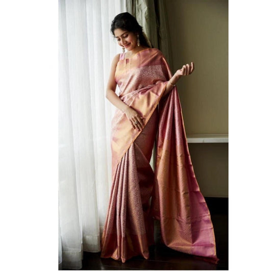 Light Pink Litchi Silk Saree