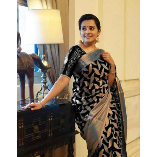 Black Litchi Silk Saree