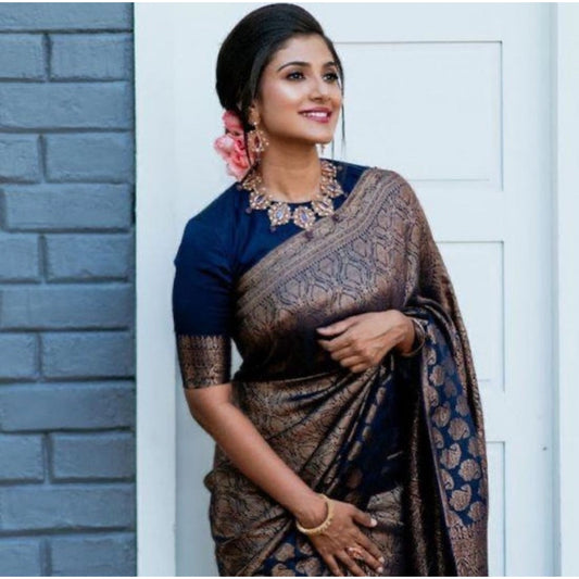 Blue Litchi Silk Saree