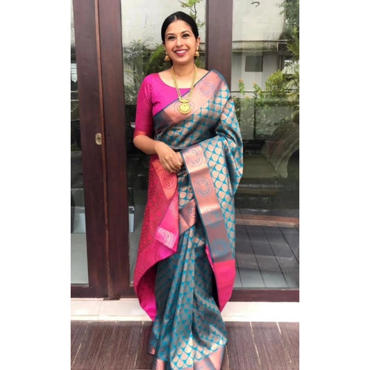 Blue Litchi Silk Saree