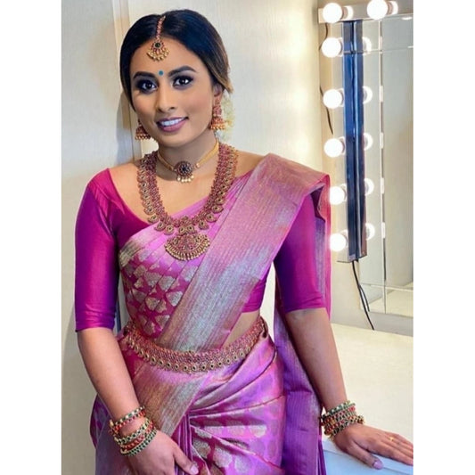 Rani Pink Litchi Silk Saree