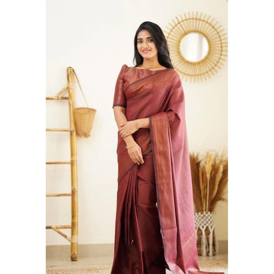 Maroon Litchi Silk Saree