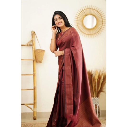 Maroon Litchi Silk Saree