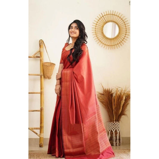 Red Litchi Silk Saree
