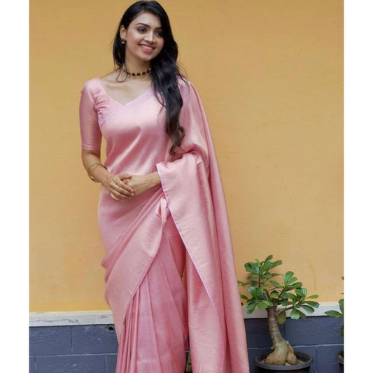 Light Pink Litchi Silk Saree