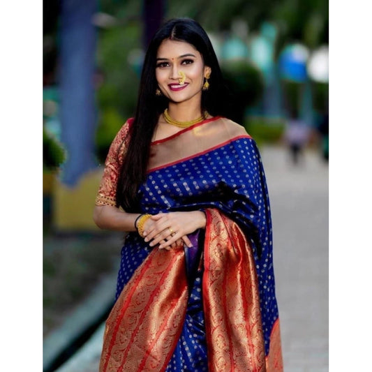 Blue Litchi Silk Saree