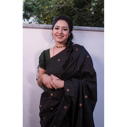 Black Litchi Silk Saree