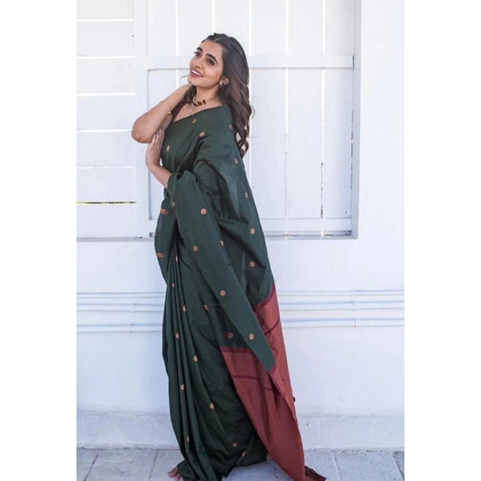 Dark Green Litchi Silk Saree