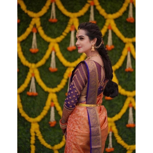 Orange Litchi Silk Saree