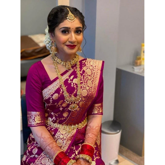 Magenta Pink Litchi Silk Saree