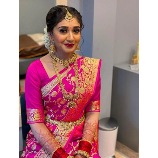 Pink Litchi Silk Saree