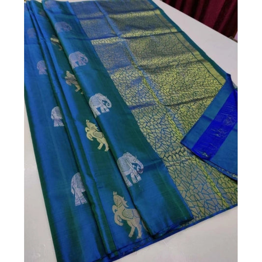 Turquoise Blue Litchi Saree