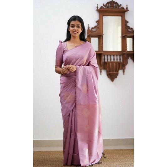 Light Pink Litchi Silk Saree