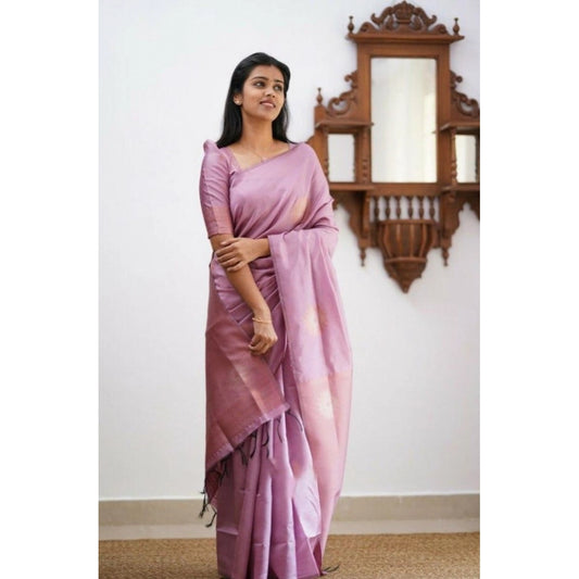 Light Pink Litchi Silk Saree