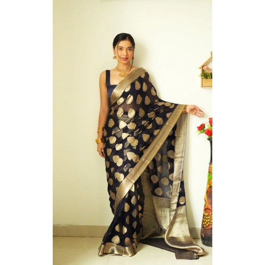 Black Litchi Silk Saree