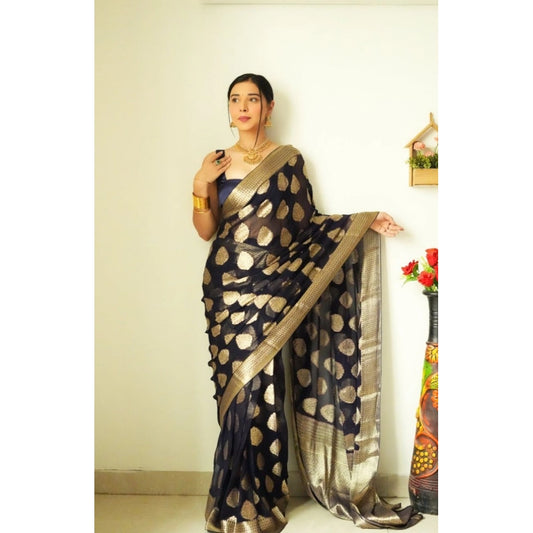 Black Litchi Silk Saree