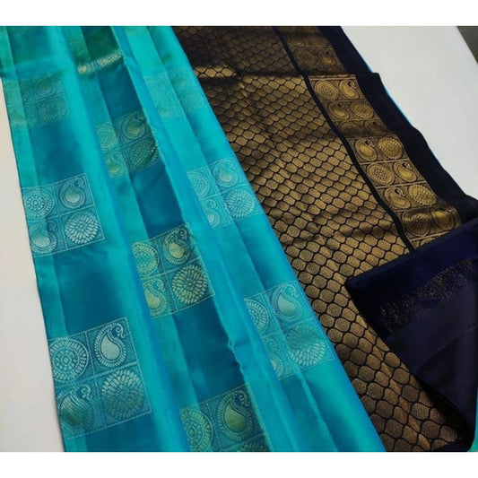 Light Blue Black Silk Saree