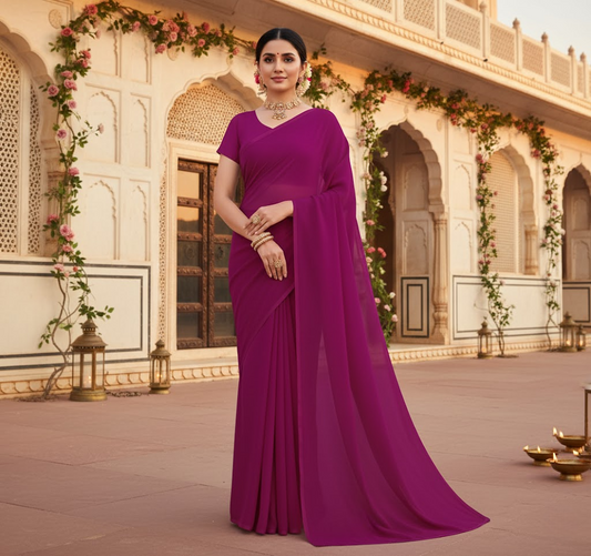 Jamli Georgette Plain Saree