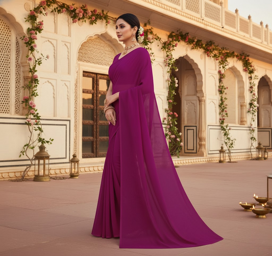 Jamli Georgette Plain Saree