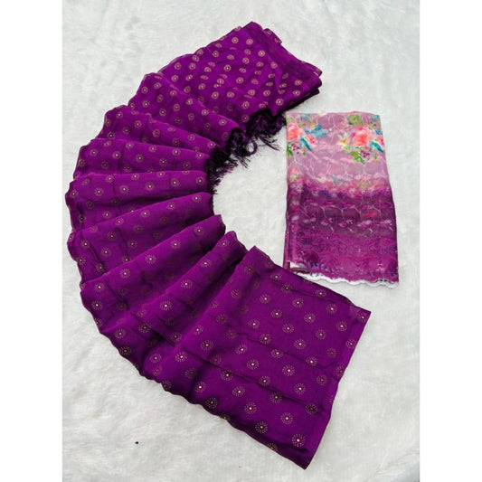 Magenta Brasso Printed Saree