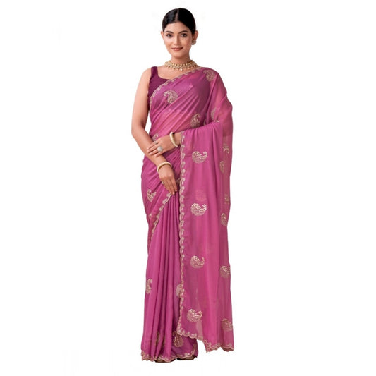 Generic Women's Digital Printed¬† Georgette Saree With Unstitched Blouse (Pink, 5-6 Mtrs)