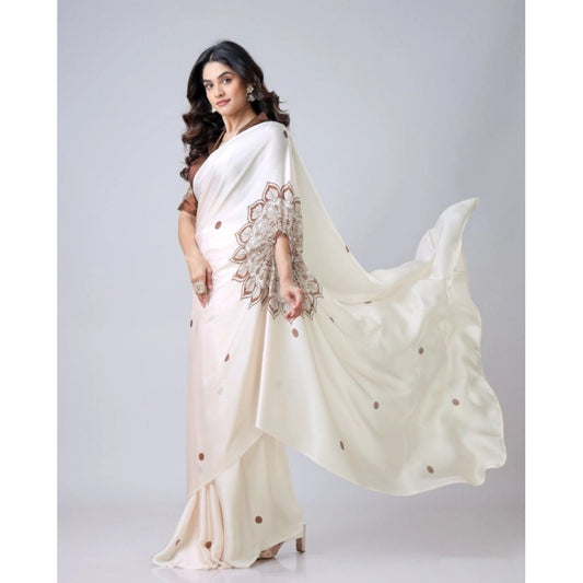 Off White Crepe Silk Saree