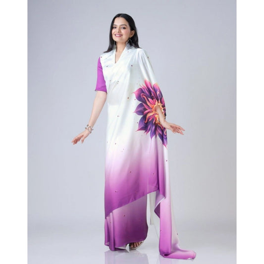 Purple Crepe Silk Saree